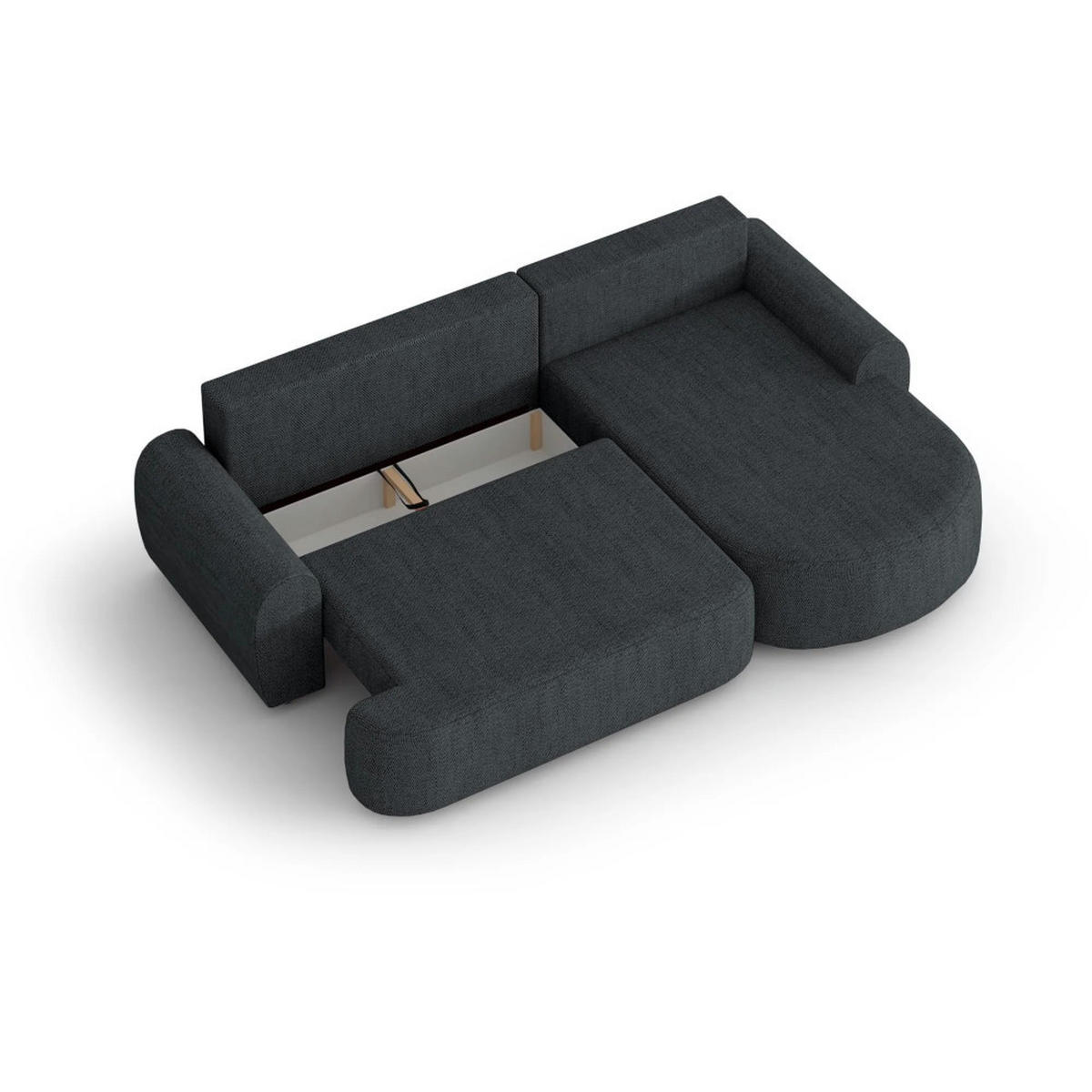 ECKSCHLAFSOFA Olivio L Anthrazit - Anthrazit/Schwarz, Kunststoff/Textil (266/170cm) - Beautysofa