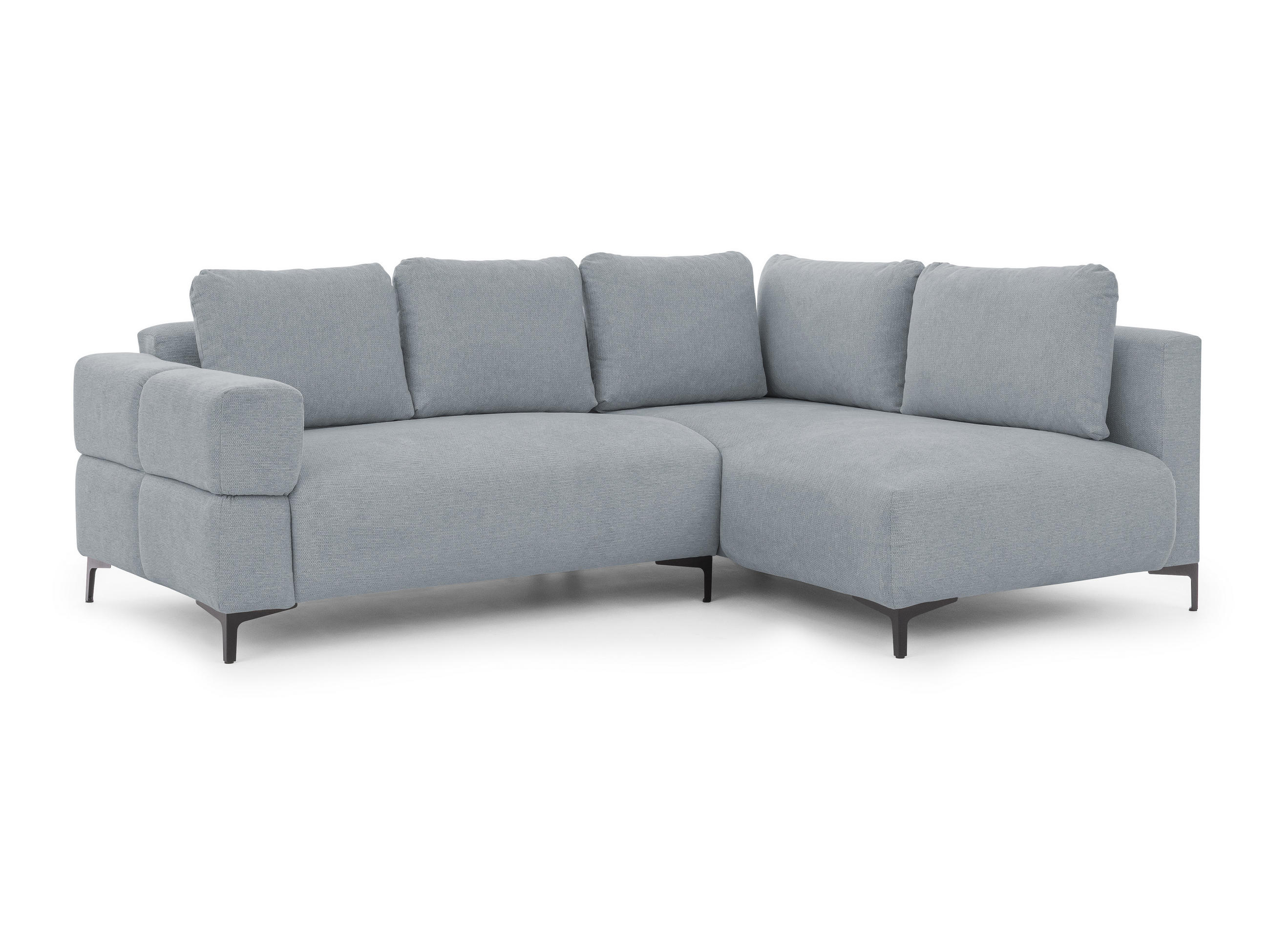 ECKSOFA Cardea in Bubble-Optik aus weichem Grau Strukturstoff mit hohem Sitzkomfort - Ottomane rechts - Schwarz/Grau, Holz/Textil (230/170cm) - S-Style Möbel