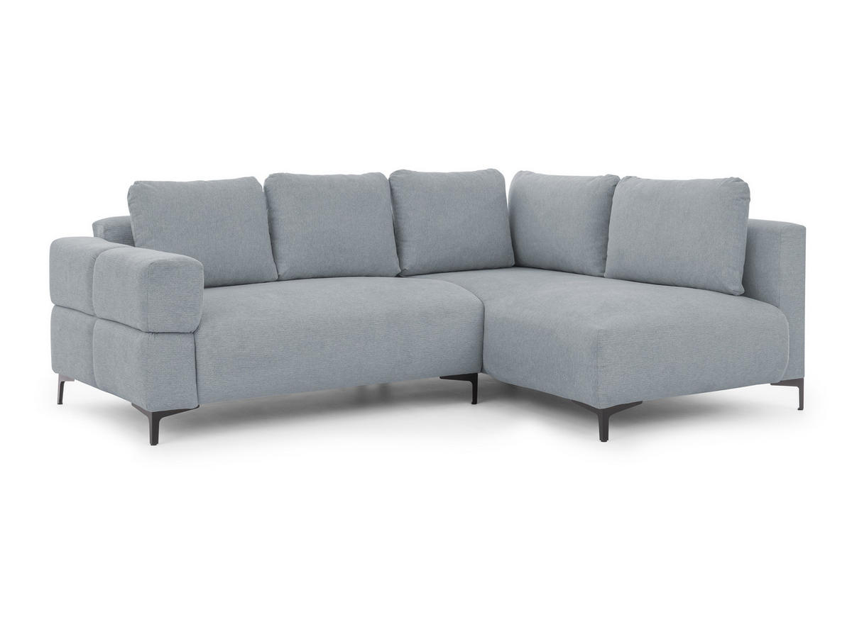 ECKSOFA Cardea in Bubble-Optik aus weichem Grau Strukturstoff mit hohem Sitzkomfort - Ottomane rechts - Schwarz/Grau, Holz/Textil (230/170cm) - S-Style Möbel