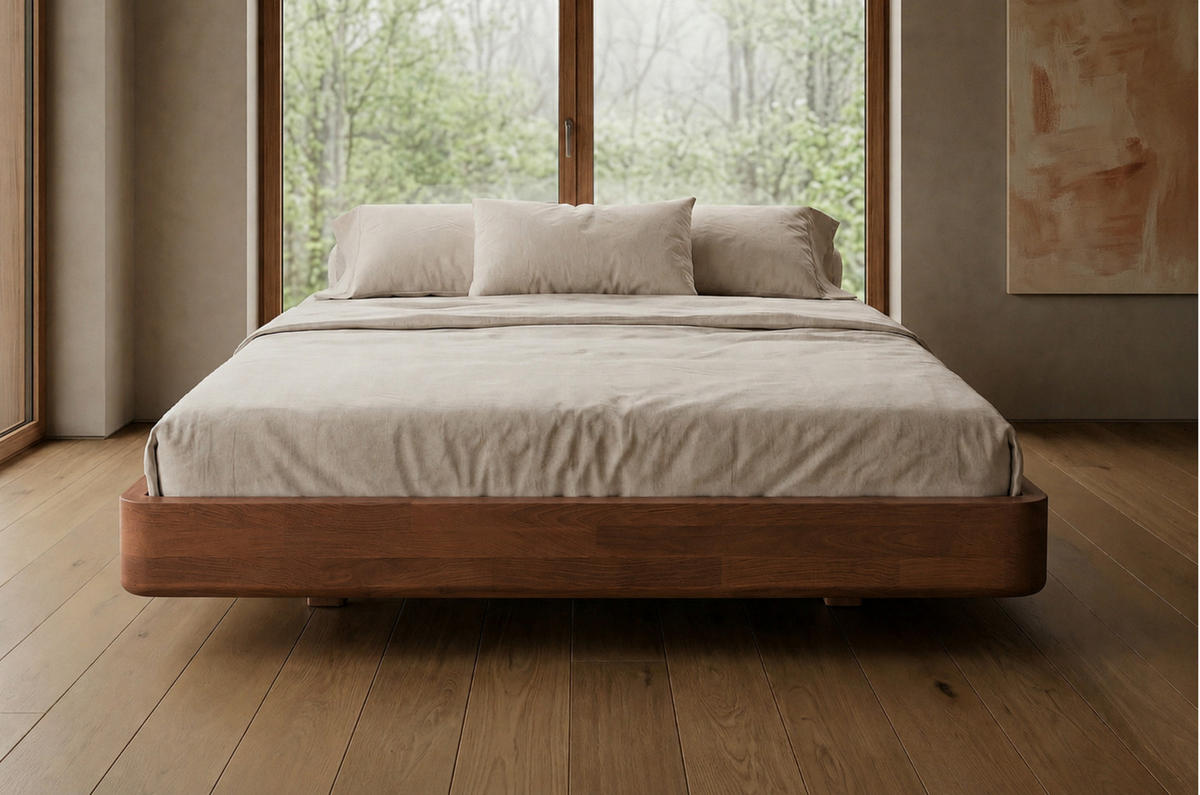 MASSIVHOLZBETT Lena Flat, 140/200, Buche - lackiert, Nussbaumfarbe - Walnussfarben, Holz/Buchenholz (140/200cm) - Visby
