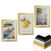 WANDBILDER 3er Set - 20x30 cm Goldrahmen - Ansichten von Positano mit Zitronen - Goldfarben, Kunststoff (20/30cm) - ArtPrintCave