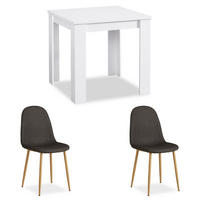TISCHGRUPPE 80/80 cm in weiß mit 2 Stühlen Anthrazit - Anthrazit/Weiß, Holz/Textil (80/88/80cm) - Homestyle4u