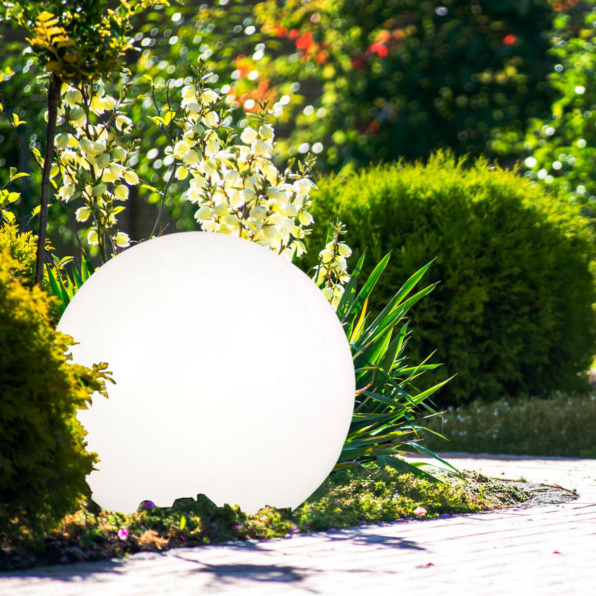 LED AUSSENLEUCHTE Solar Kugel Weiß Silber 3er Set - Weiß, Kunststoff (25/25/65cm)