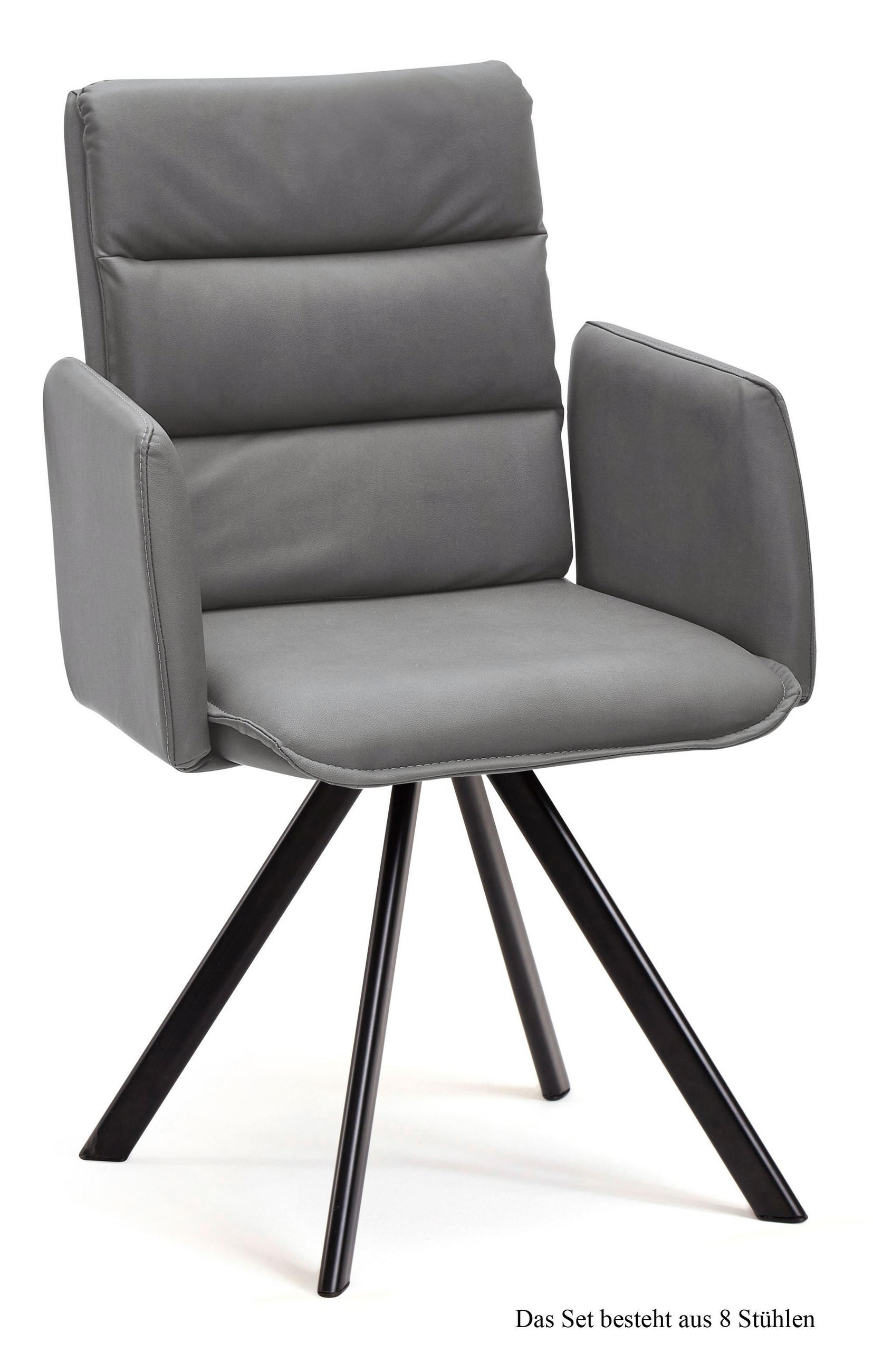 ARMLEHNSTUHL drehbar (8er-Set) Devin 52x92x60 Schwarz/Grau - Schwarz/Grau, Kunststoff (60/92/52cm) - 58aufmkessel