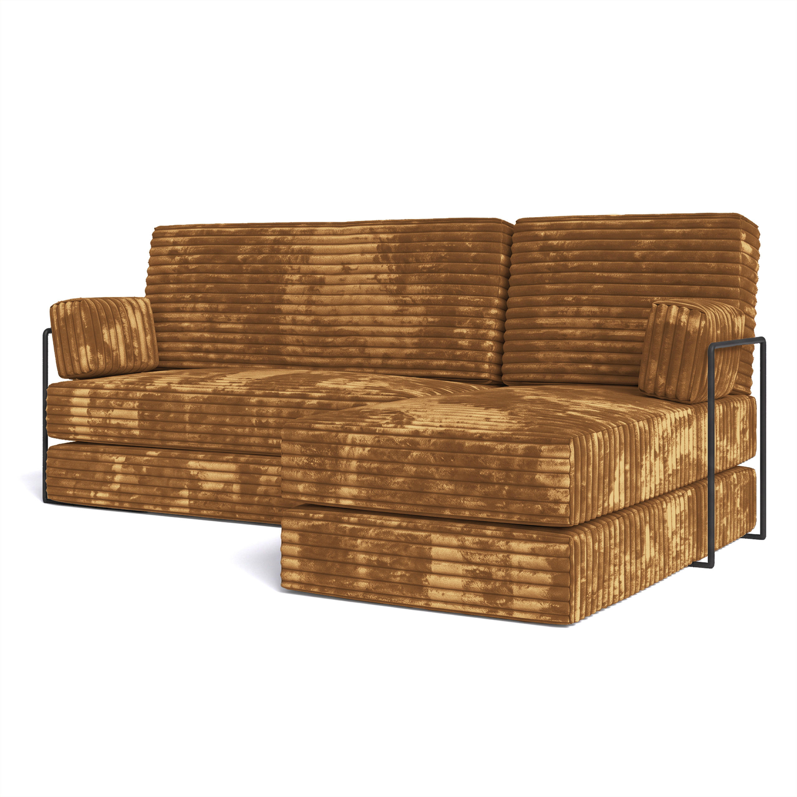 ECKSOFA NOTIA modulares Boneless Sofa mit Schlaffunktion Orange Kordstoff - Orange, Textil (200/120cm) - MASSENO