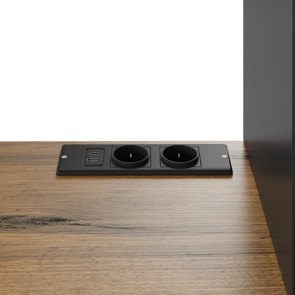 BUFFET mit LED Lichtleiste Steckdose USB-C USB-A Schwarz Eiche 160/40/185 cm - Schwarz, Holzwerkstoff (160/185/40cm) - EVRYAE