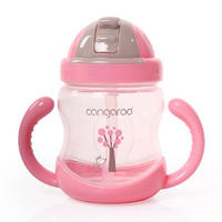 TRINKFLASCHE Trinklernbecher Boo 280 ml C0582 rosa Silikon, Kunststoff, Anti-Kolik-Entlüftung, Deckel, Schutzdeckel - Rosa, Kunststoff (8/15/13cm) - Cangaroo