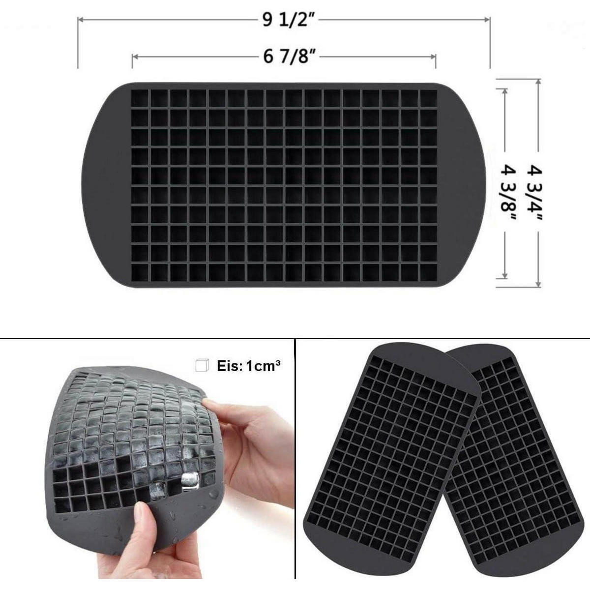 EISWÜRFELFORM Silikon 160 Eiswürfel Schwarz - Schwarz, Kunststoff (12/1.1/24cm)