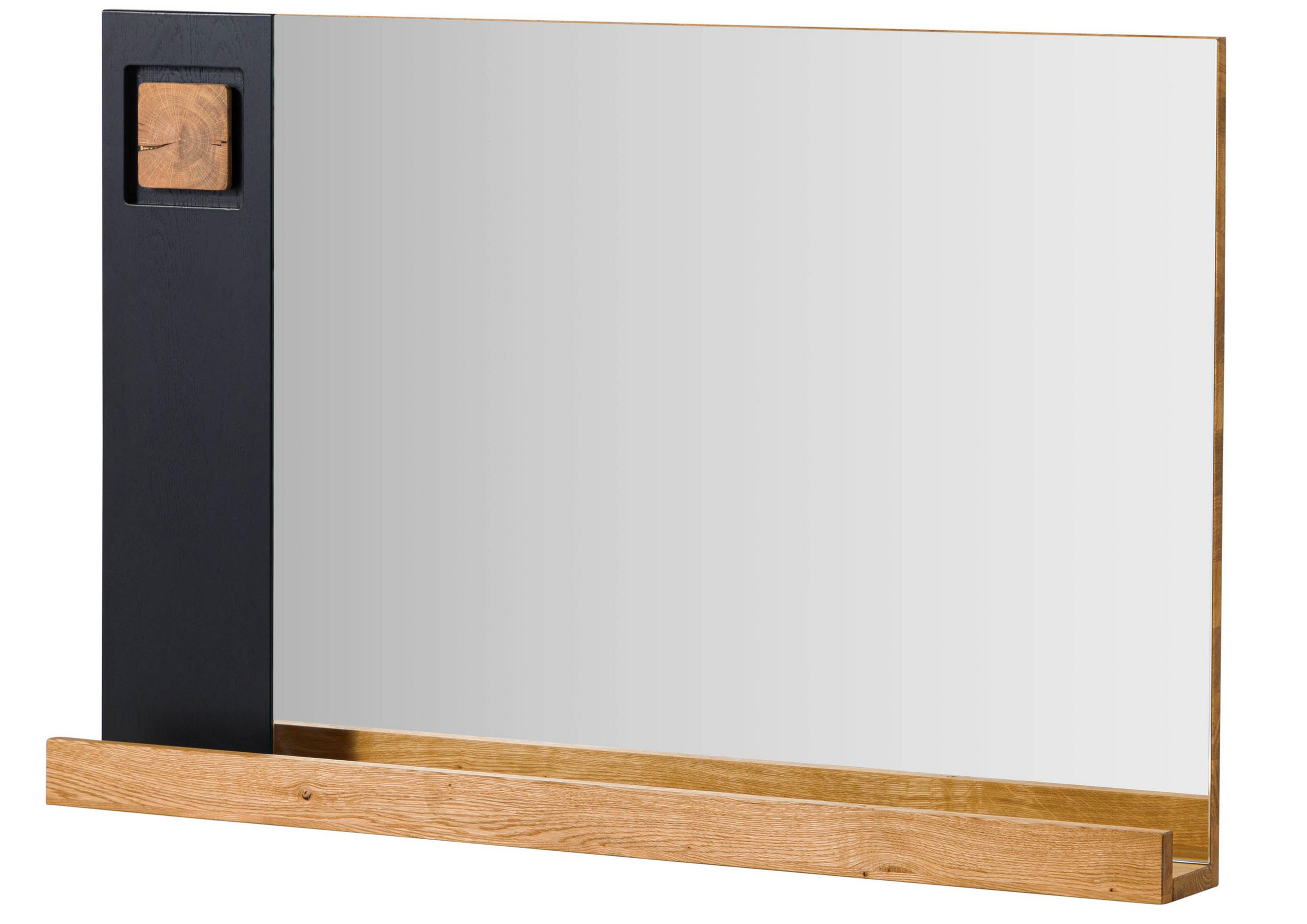 WANDSPIEGEL mit Ablage Wildeiche 110x14x71 natur lackiert / geölt KITZBÜHEL #138 - Braun, Holz (110/71/14cm) - Massivmoebel24