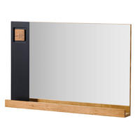 WANDSPIEGEL mit Ablage Wildeiche 110x14x71 natur lackiert / geölt KITZBÜHEL #138 - Braun, Holz (110/71/14cm) - Massivmoebel24