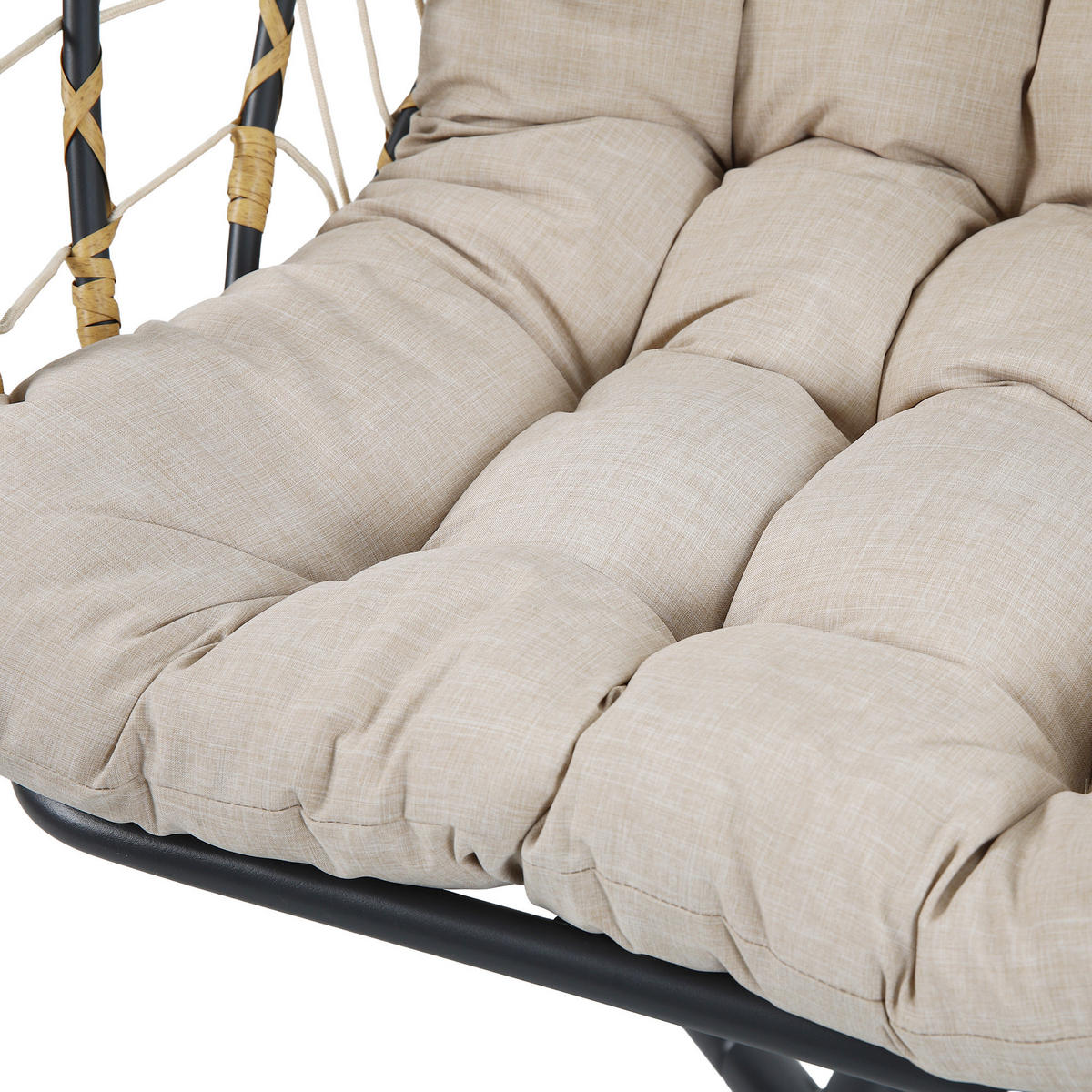 ZÁVĚSNÉ KŘESLO Mykonos se stabilním ocelovým rámem, 109 cm, béžové - béžová, kov (109/192/124cm) - Beautysofa