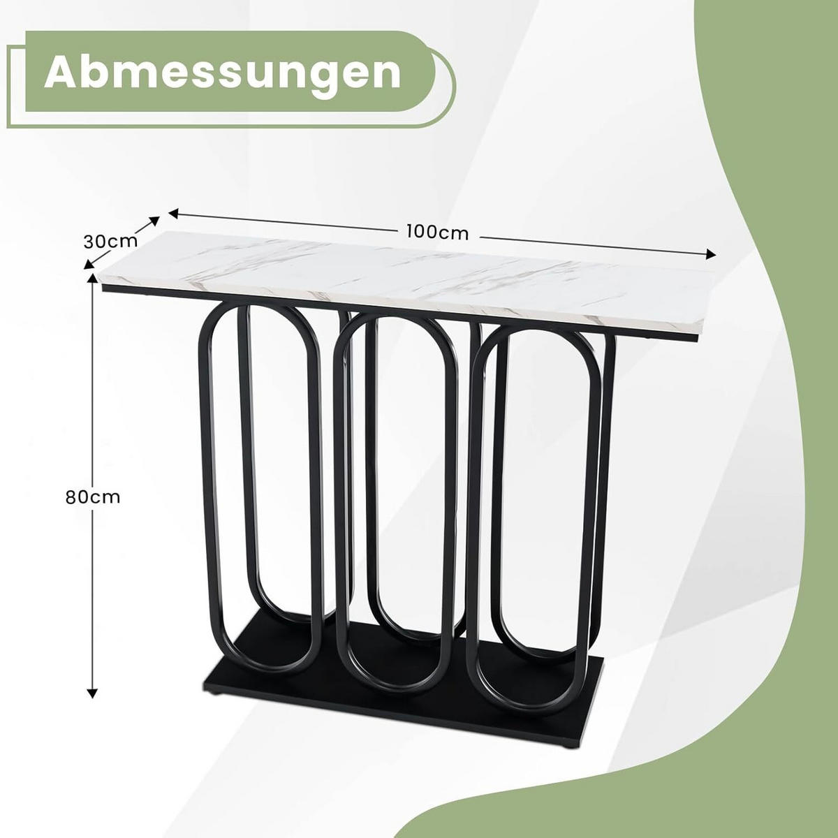 KONSOLENTISCH 80cm Weiß - Weiß, Holz (100/30/80cm) - COSTWAY