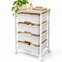 ROLLWAGEN Weiß 4 Kunststoffschubladen 77x39x29 cm - Weiß, Holzwerkstoff/Kunststoff (38.5/77/28.5cm) - Relaxdays