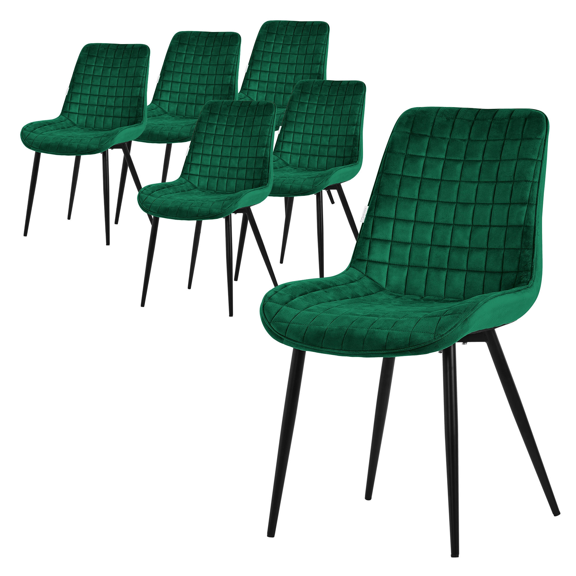 ML-DESIGN JÍDELNÍ ŽIDLE, SADA 6 KS, tmavě zelený samet