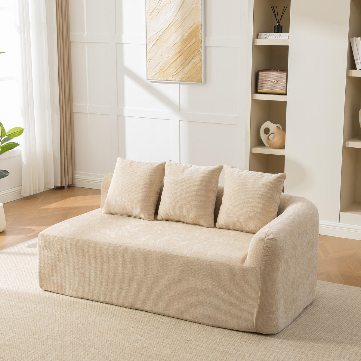SOFAELEMENT DE-35127 rechte mit Chenille-Bezug Hellkhaki - Sandfarben, Textil (99/80.5/171.5cm) - ComfortXL