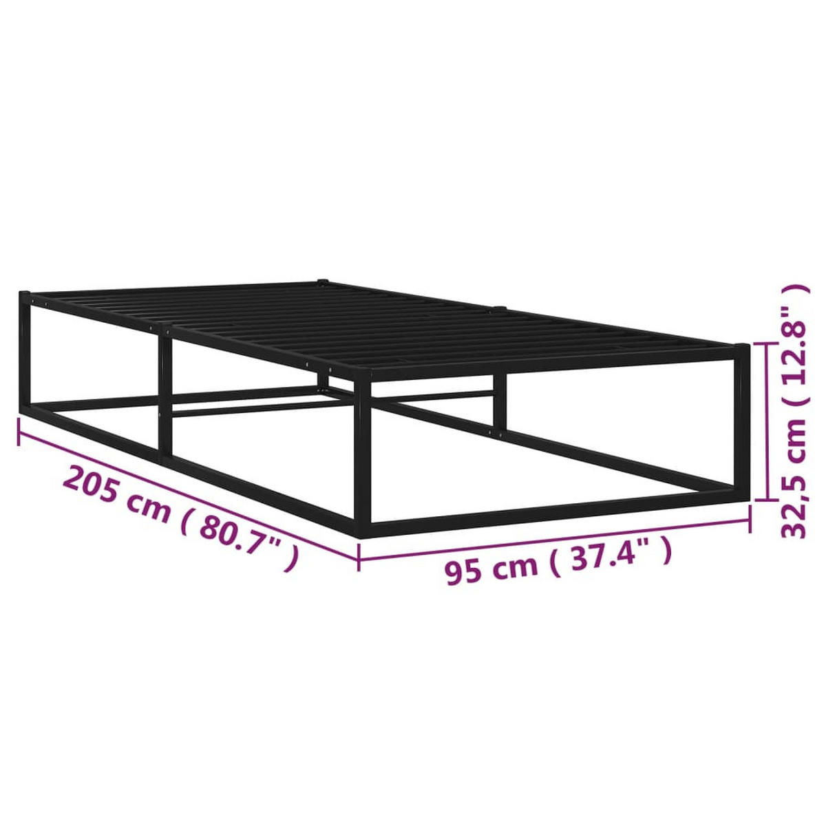 BETTGESTELL SCHWARZ METALL 90X200 CM - Schwarz, Metall - vidaXL