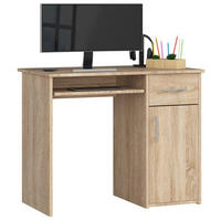 SCHREIBTISCH Sonoma-Eiche 90x50x74 cm - Silberfarben/Sonoma Eiche, Holzwerkstoff/Kunststoff (50/90/74cm) - Akord
