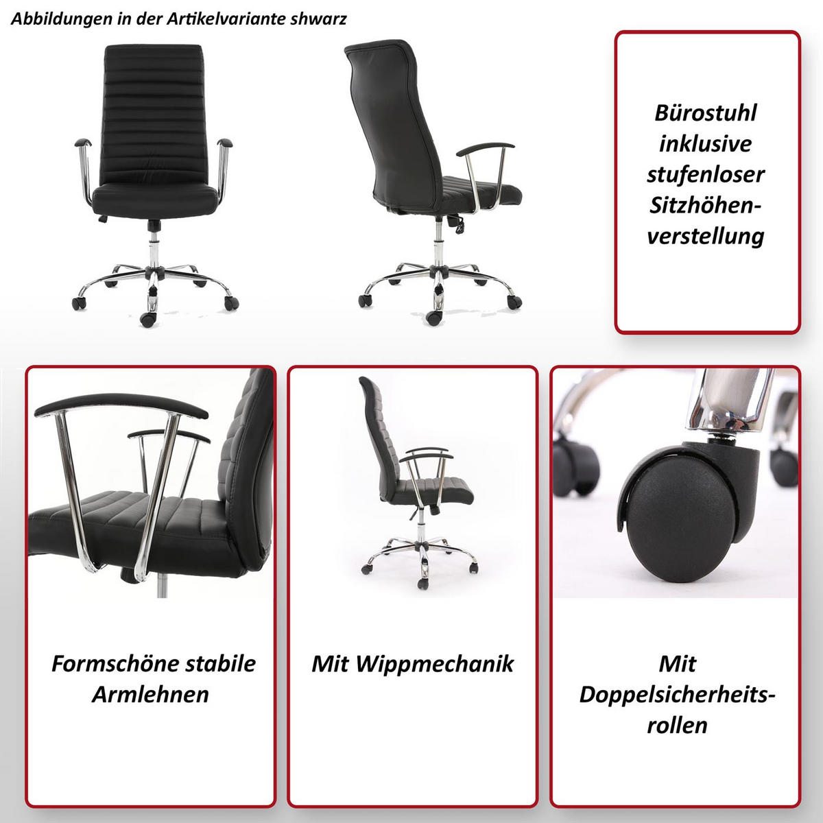 BÜROSTUHL Schwarz - Schwarz, Textil (68/117/71cm) - MCW