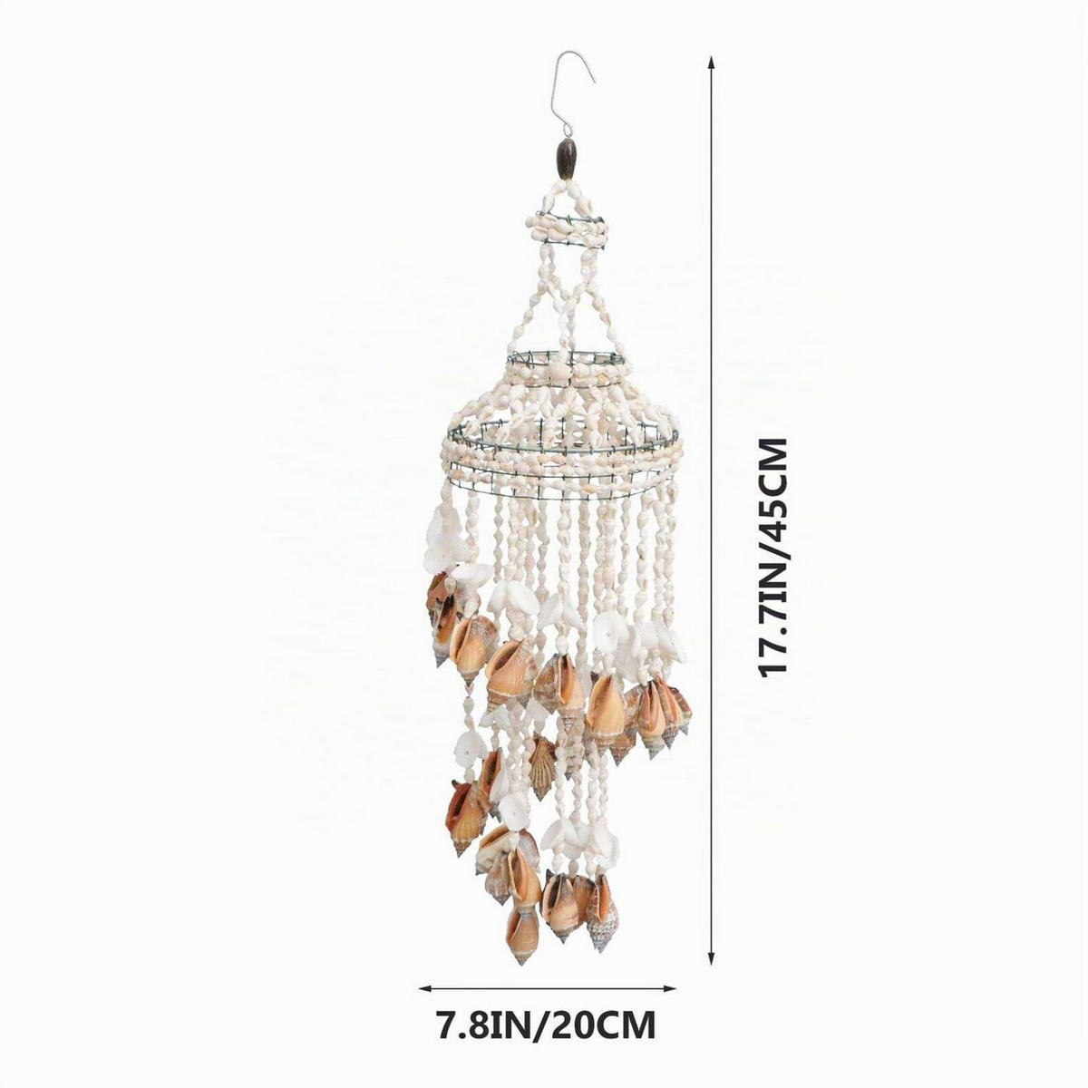 WINDSPIEL Muschel & Kokosnuss Schale Vintage Rustikal Weiß - Multicolor, Naturmaterialien (45/20/13cm)