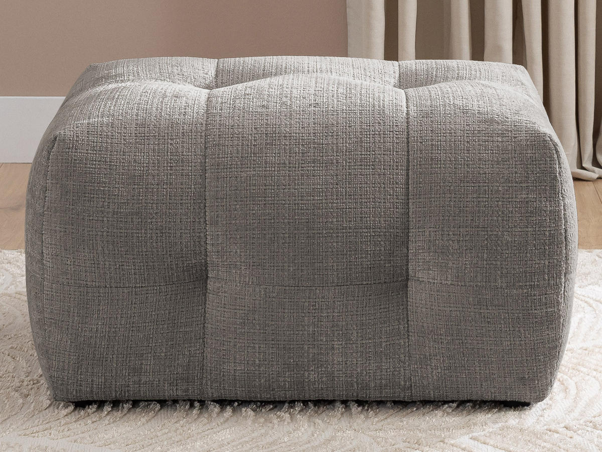 POLSTERHOCKER Kozy im Bumpy-Design aus weichem Taupe Chenille-Stoff - Taupe/Schwarz, Holz/Textil (87/46/68cm) - S-Style Möbel