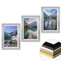 WANDBILDER 3er Set - 20x30 cm Silberner Rahmen - Berge, Seen, Holzstege - Silberfarben, Kunststoff (20/30cm) - ArtPrintCave