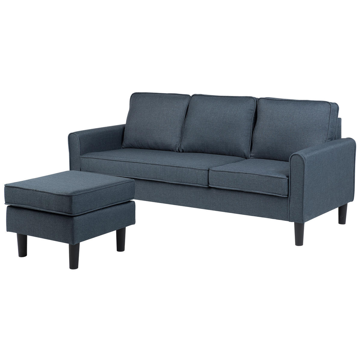 3-SITZER-SOFA mit Ottomane Polsterbezug Grau Avesta - Dunkelgrau, Textil (186/85/74cm) - Beliani