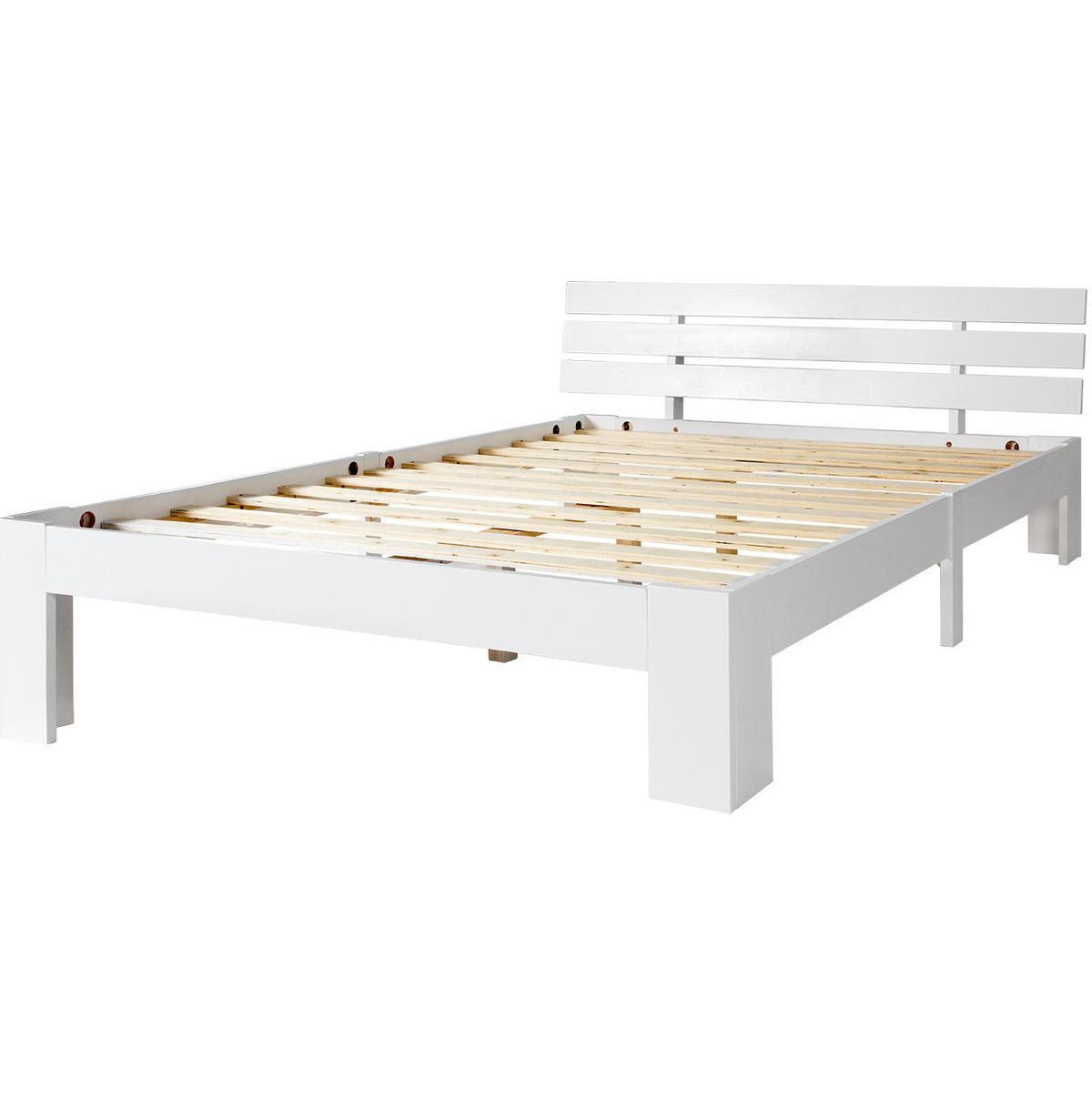 BETT 140/200 cm aus Massivholz mit Lattenrost, weiß - Weiß, Holz (140/200cm) - Redom