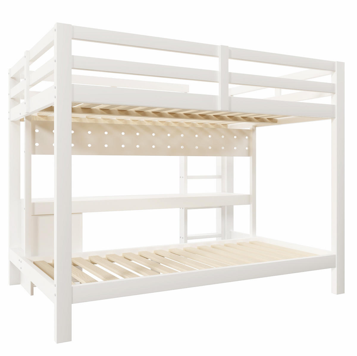 HOCHBETT 140/200 cm aus Kiefernholz mit Schreibtisch, Weiß - Weiß, Holz (140/200cm) - OKMYHOME
