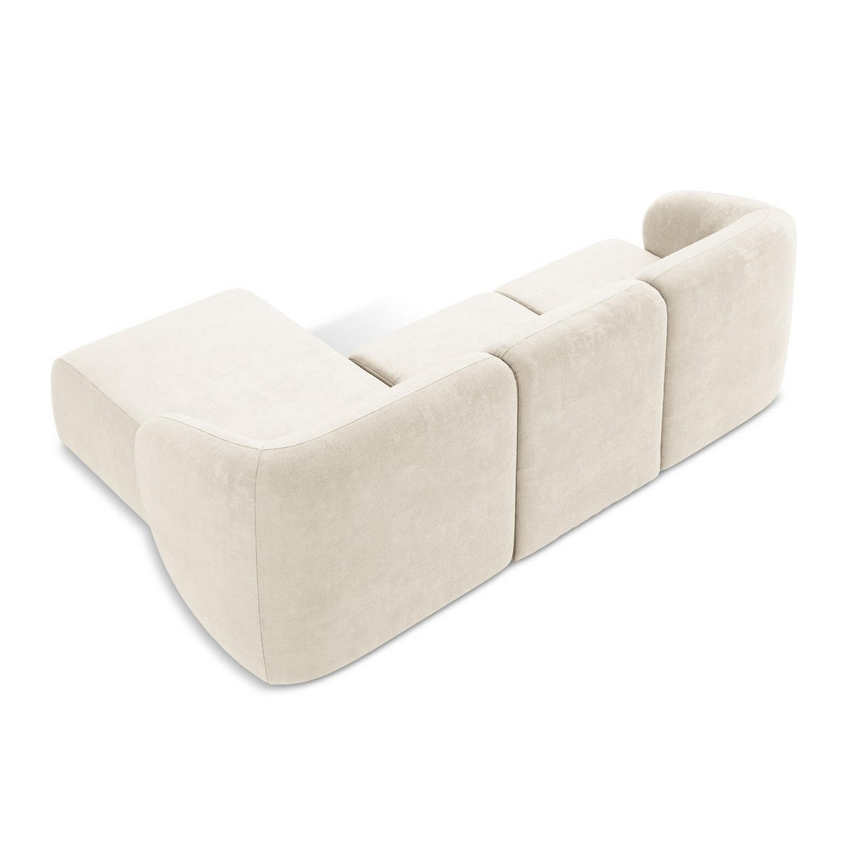 ECKSOFA Rechts Chenille Stoff Beige - Creme/Schwarz, Holzwerkstoff/Kunststoff (248/166cm) - LaMiaSofa