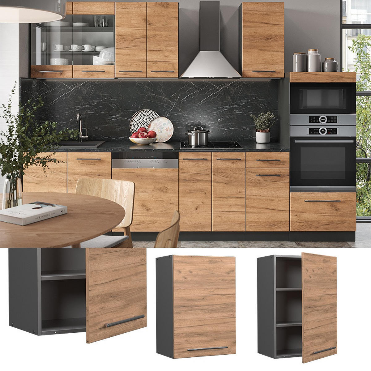 DULAP DE PERETE Fame-Line Stejar Goldkraft 50 cm - stejar miere/antracit, compozit lemnos (50/72/34.1cm) - Vicco