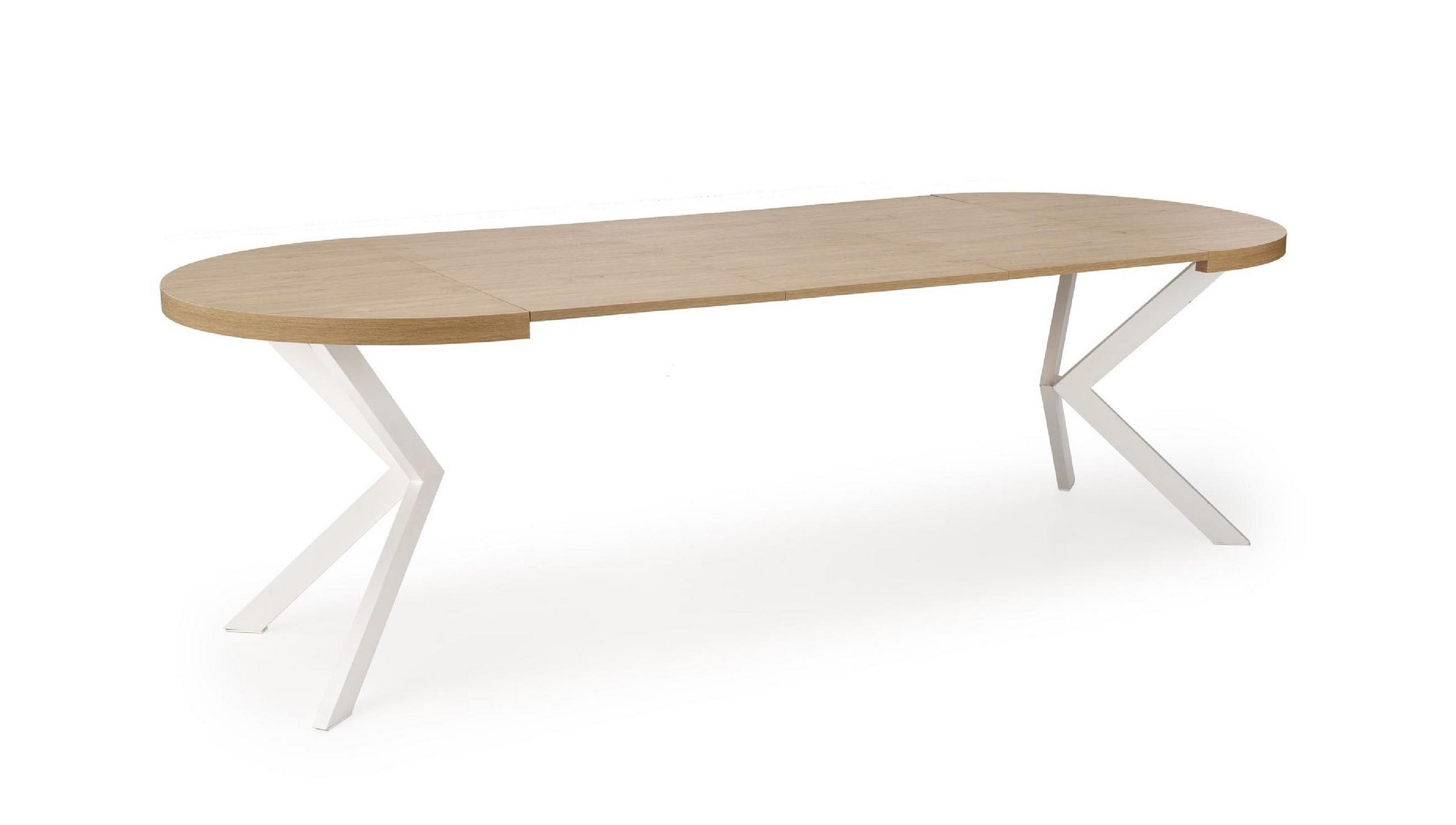 ESSTISCH rund ausziehabar Eiche Gold - Weiß 100x75 cm - Eichefarben/Weiß, Holzwerkstoff (100/100/75cm) - designimpex