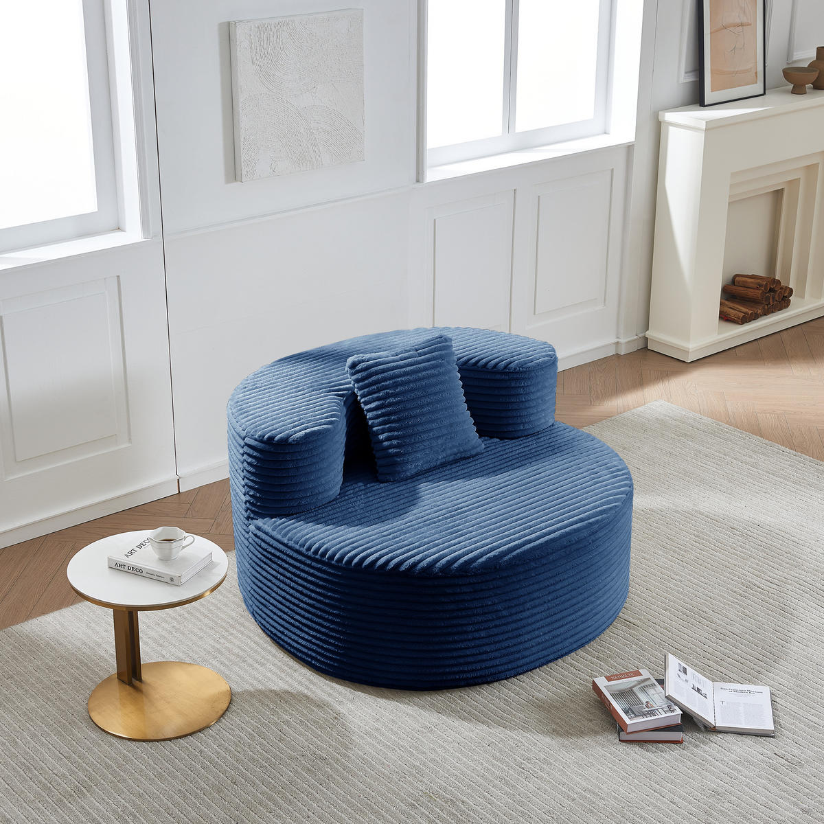 SESSEL in Cordoptik 112 x 105 x 59 cm Blau - Blau, Kunststoff (105/59/112cm) - Beauniv