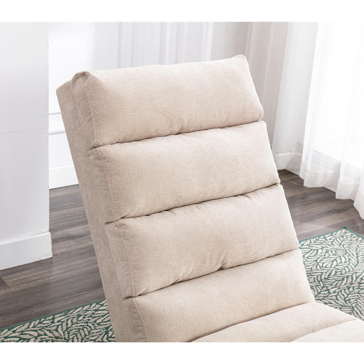 MASAŽNA FOTELJA u bež boji s funkcijom vibracije, od lana - srebrne boje/bež, drvni materijal/tekstil (55/84/148cm) - CHICFURN