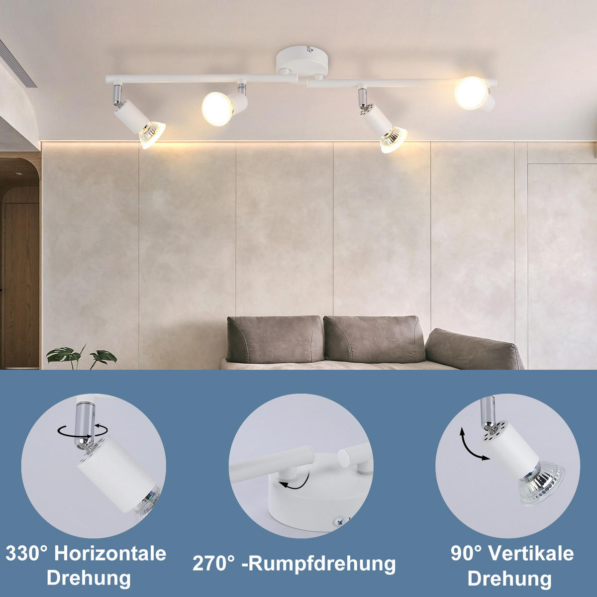 STRAHLER Flensburg 4-flammig 60/8/13.5 cm - Weiß, Metall (60/8/13.5cm) - Nettlife