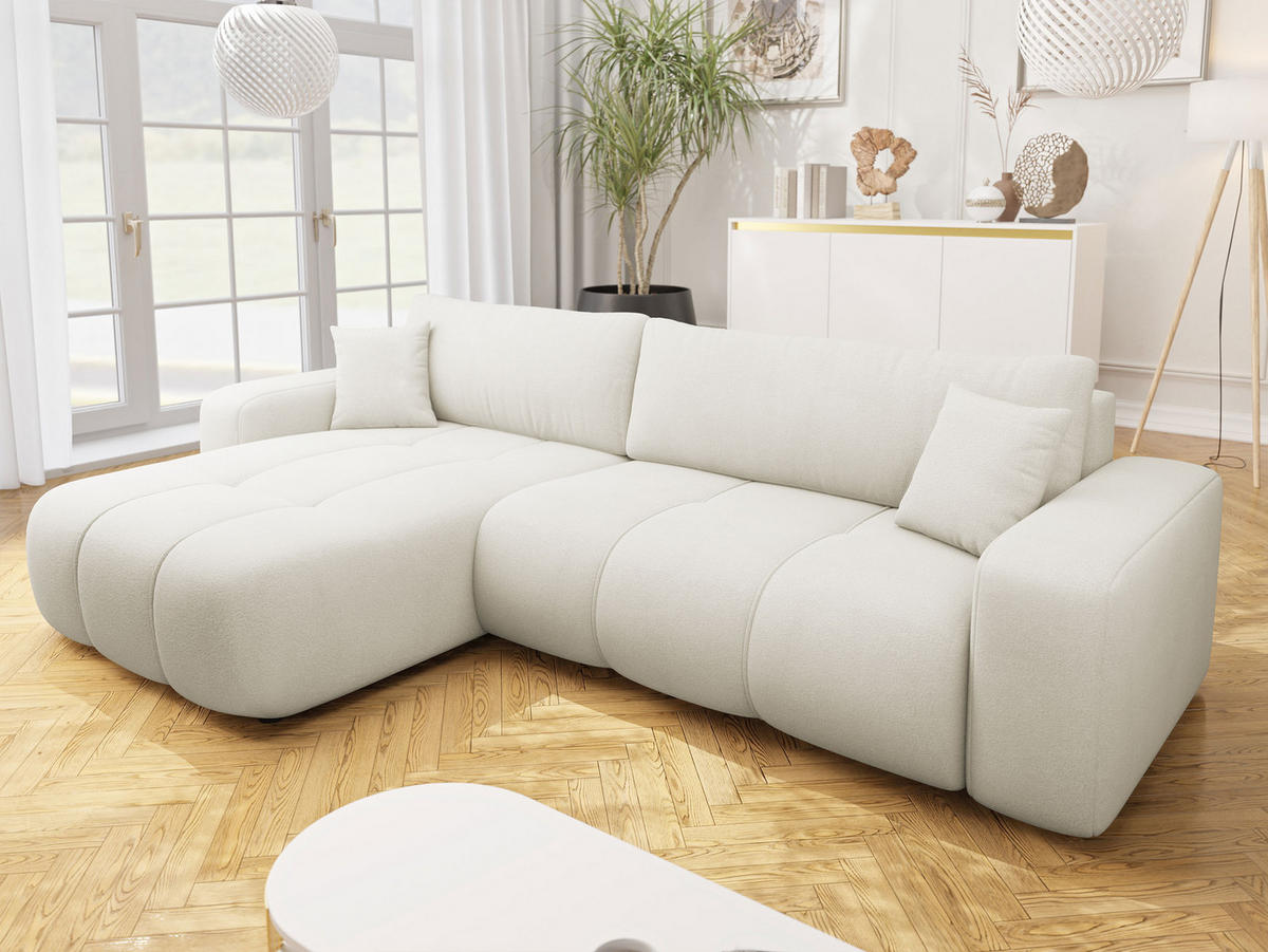 ECKSOFA Furyn Maxi - Creme/Schwarz, Holz/Kunststoff (274/145cm) - MIRJAN24