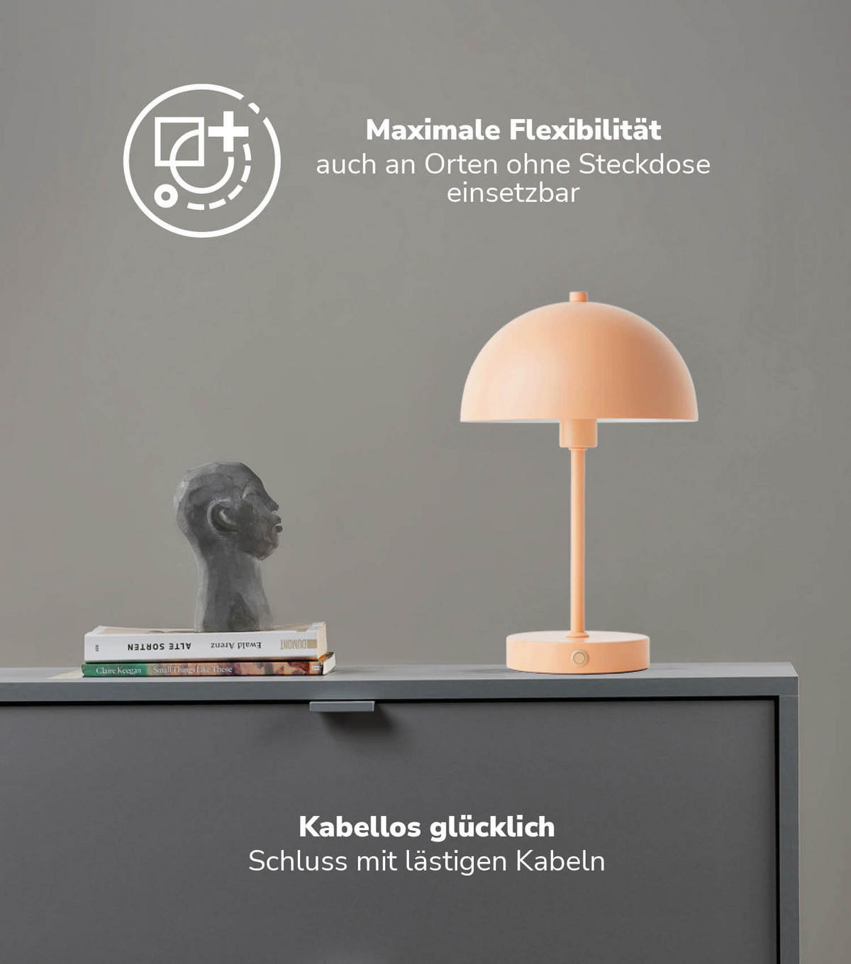 TISCHLAMPE KABELLOS Der Leuchtturm - Orange, Metall (20/20/31.5cm) - Mokebo