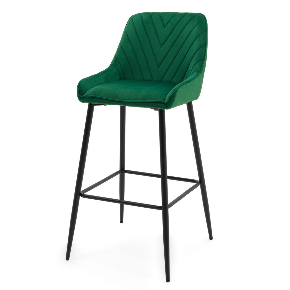 BARHOCKER VASTO gepolstert mit Steppung - grün - Samt Velours - Schwarz/Grün, Metall (50/102/55cm) - NEW HOME