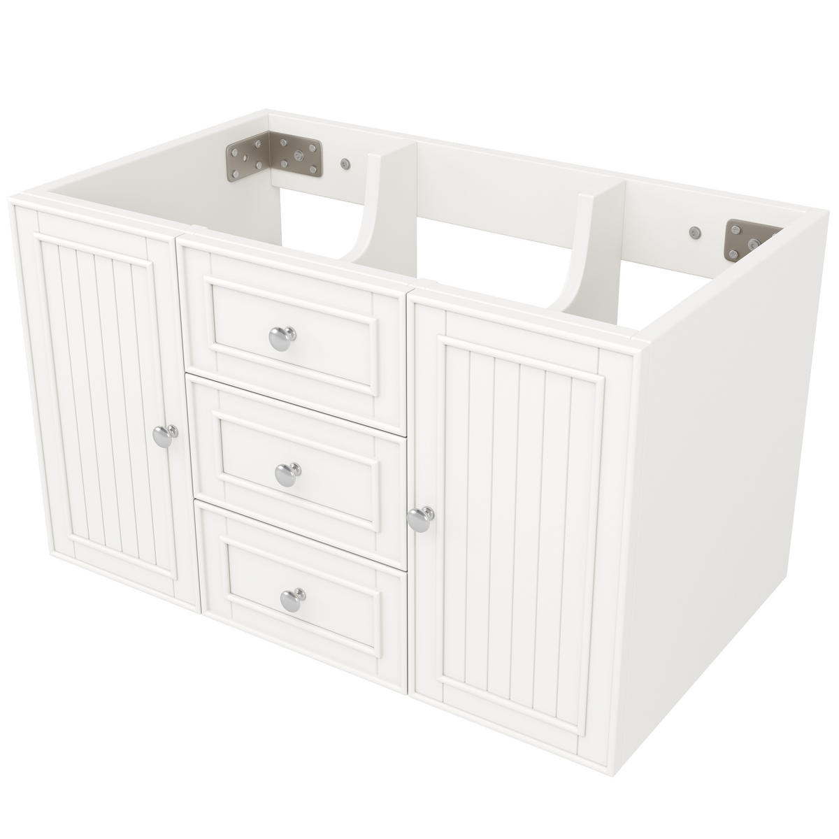 WASCHTISCH 78.5x46x46.8cm Weiß Mit 3 Schubladen - Weiß, Holzwerkstoff (46/46.8/78.5cm) - FLIEKS