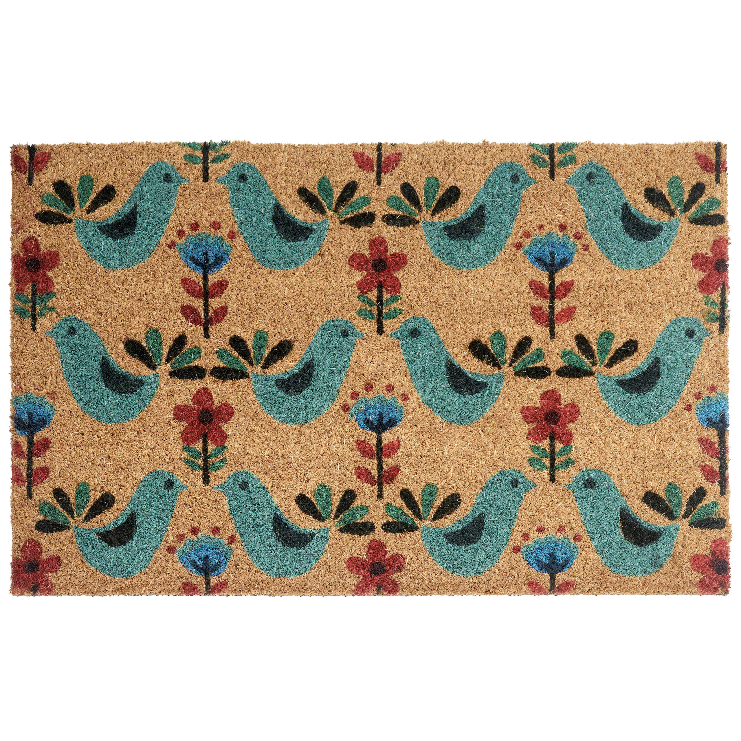 FUSSMATTE Bunt 50/80 cm Vogel Kokosfasern Tanana - Multicolor, Textil (50/80cm) - Beliani