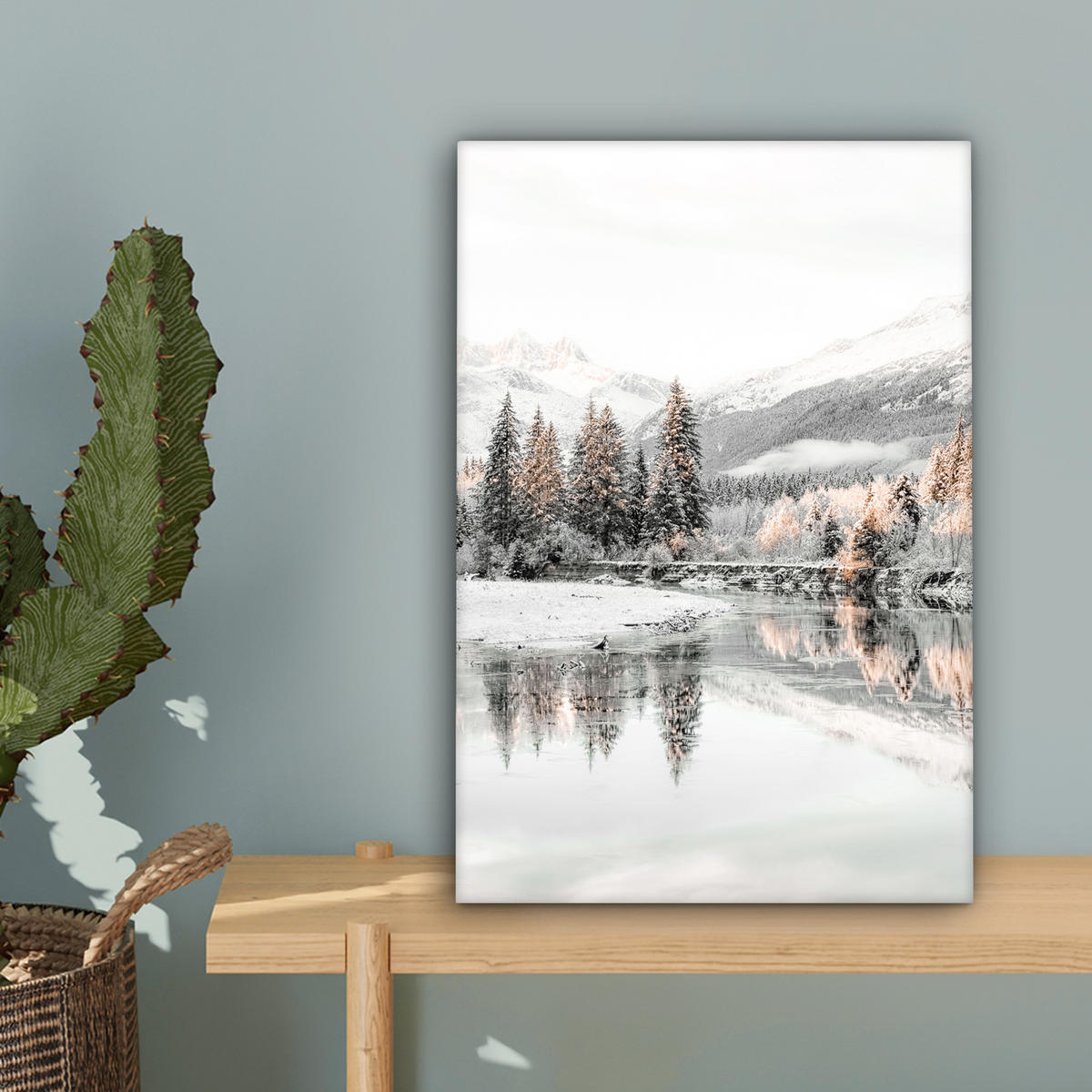 LEINWANDBILD Natur - Winter - Bäume - Berge - Schnee 20x30 cm - Weiß Hochglanz, Textil (20/30cm) - MuchoWow