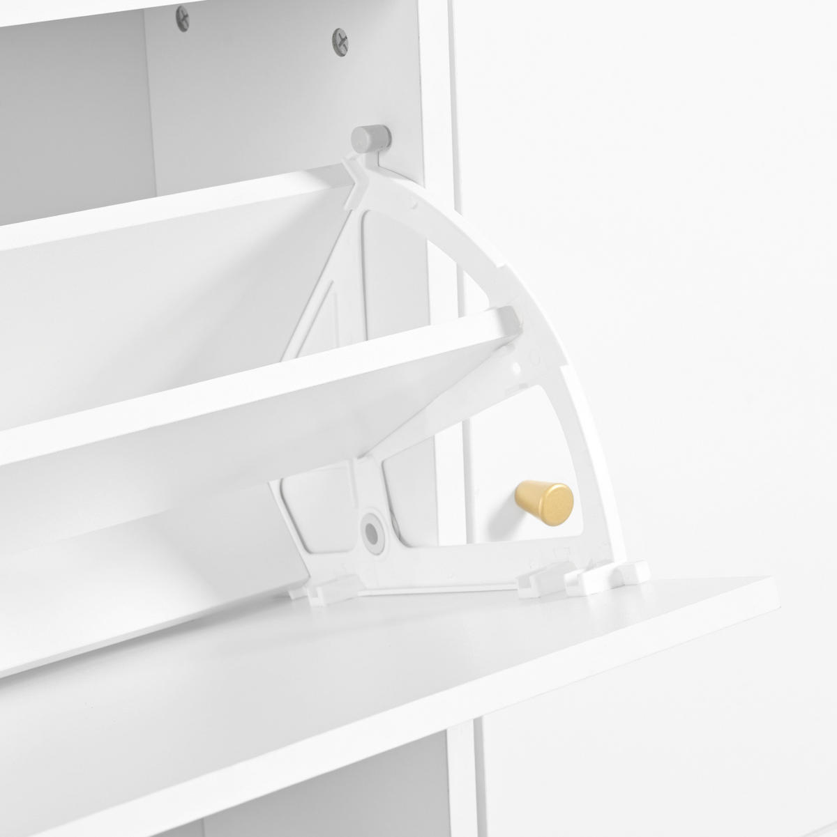 SCHUHSCHRANK 119/122/24 cm Weiß aus Spanplatte mit Sitzbank - Weiß, Holzwerkstoff (119/122/24cm) - OKMYHOME