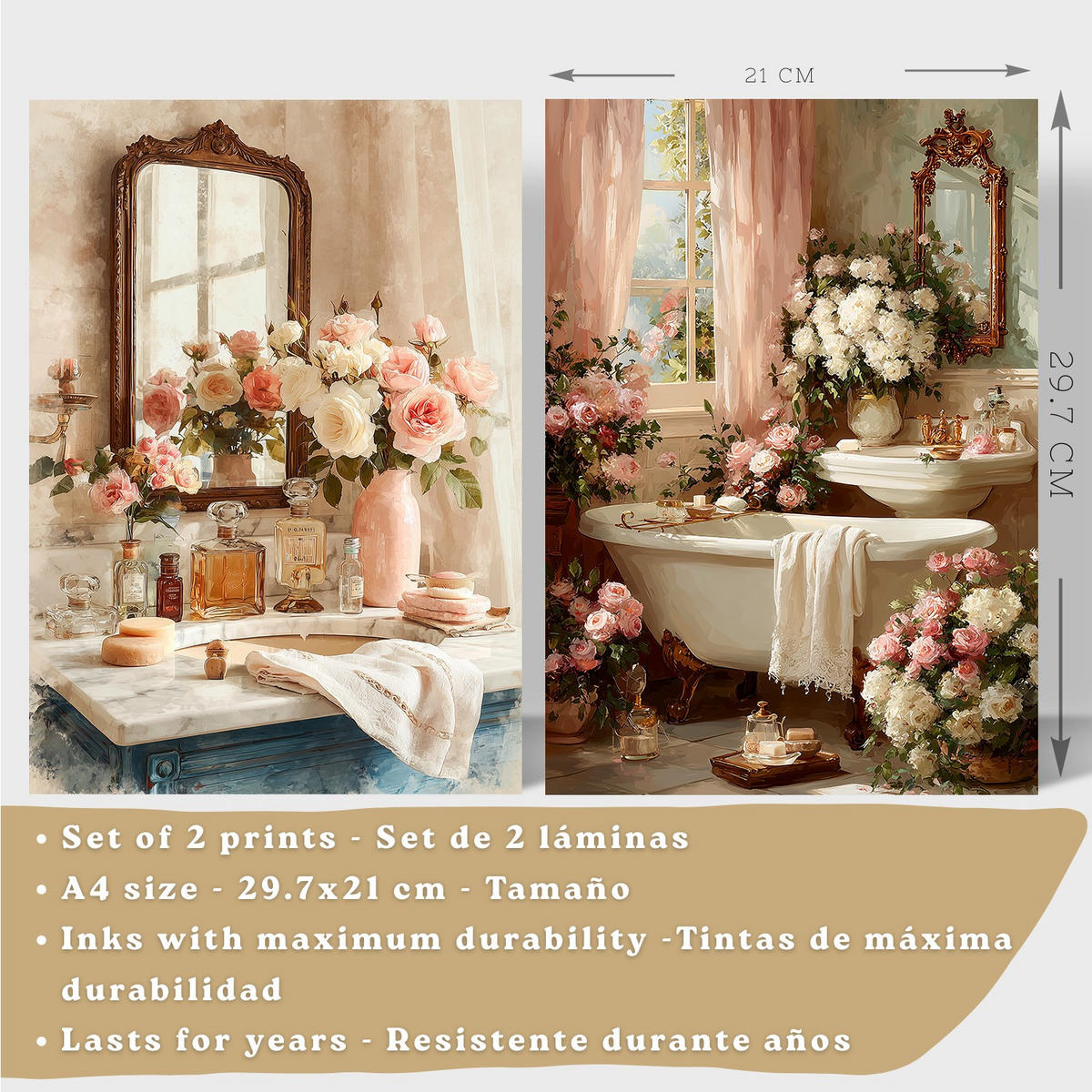 PLAKÁT Sada 2 Baño revista Bílý rám A4 - bílá, papír (29.7/21/3cm) - Nacnic