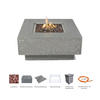FEUERTISCH Manhattan Gasfeuerstelle aus GF-Beton - 4-tlg. Set inkl. Glasumrandung, Brennerabdeckung und Gasflaschen-Abdeckung - Hellgrau, Naturmaterialien (91/40/91cm) - Elementi
