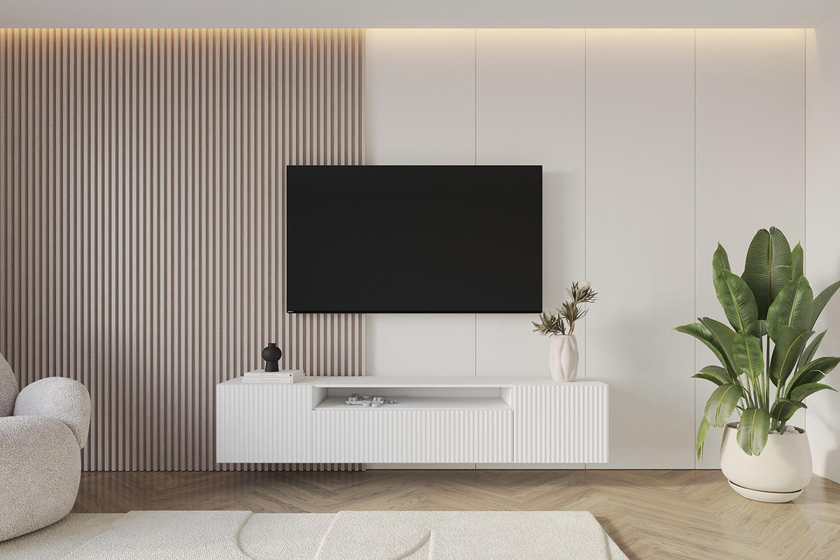 LOWBOARD NOA-2-W 200x40x41 cm - Weiß - Weiß, Holzwerkstoff (200/40/41cm) - ALTDECOR