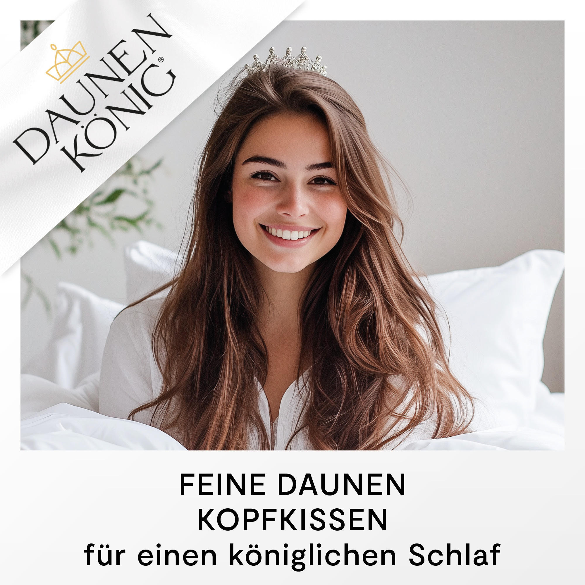 ROYAL Daunenkopfkissen "MEDIUM" 70% Gänsedaunen weich - Weiß, Naturmaterialien/Textil (80/80cm) - Daunenkönig