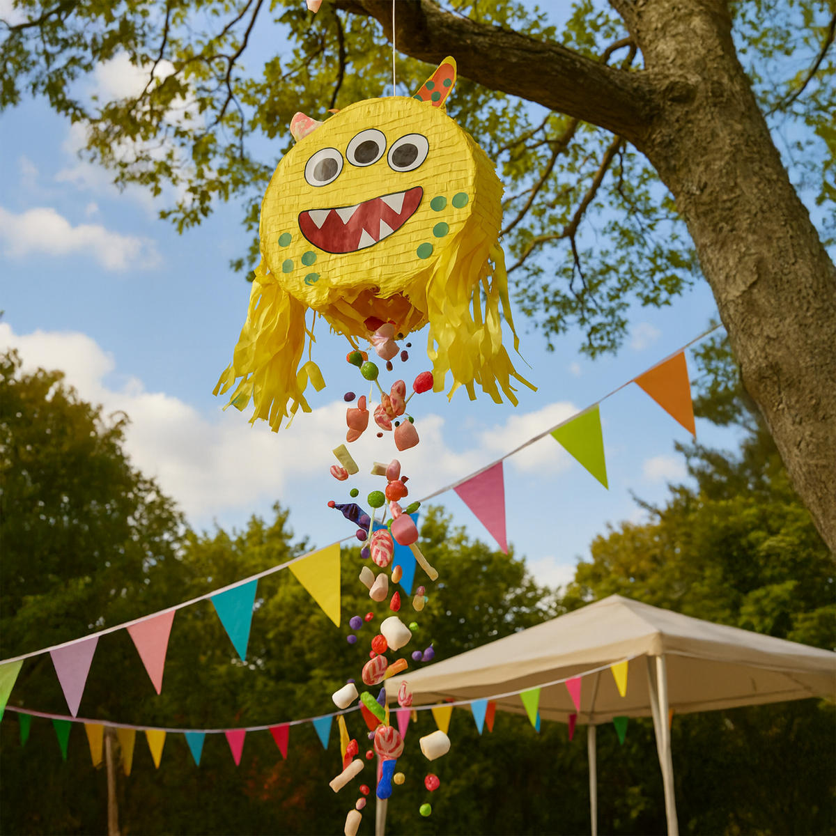 PINATA - Gelb, Papier/Wellpappe (34/35/9cm) - Relaxdays