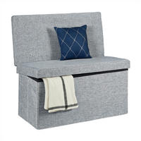 SITZHOCKER Grau faltbar mit Lehne Stauraum - Grau, Holzwerkstoff/Textil (76/73/38cm) - Relaxdays