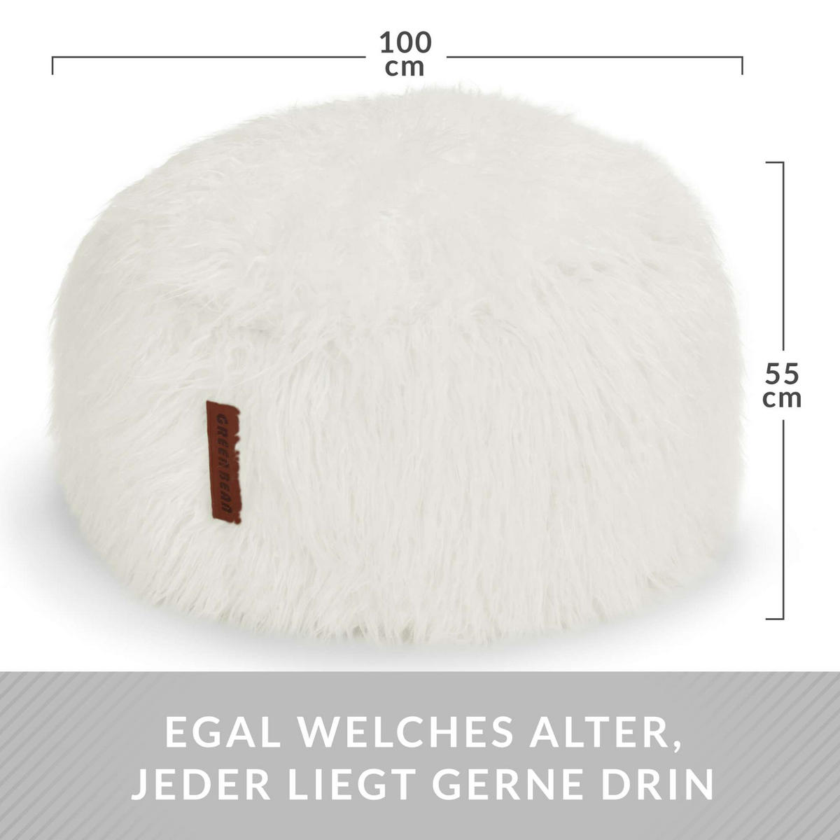 FELL SITZSACK-Hocker Pouf XXL 100x55cm - Beige, Textil (100/55/55cm) - Green Bean