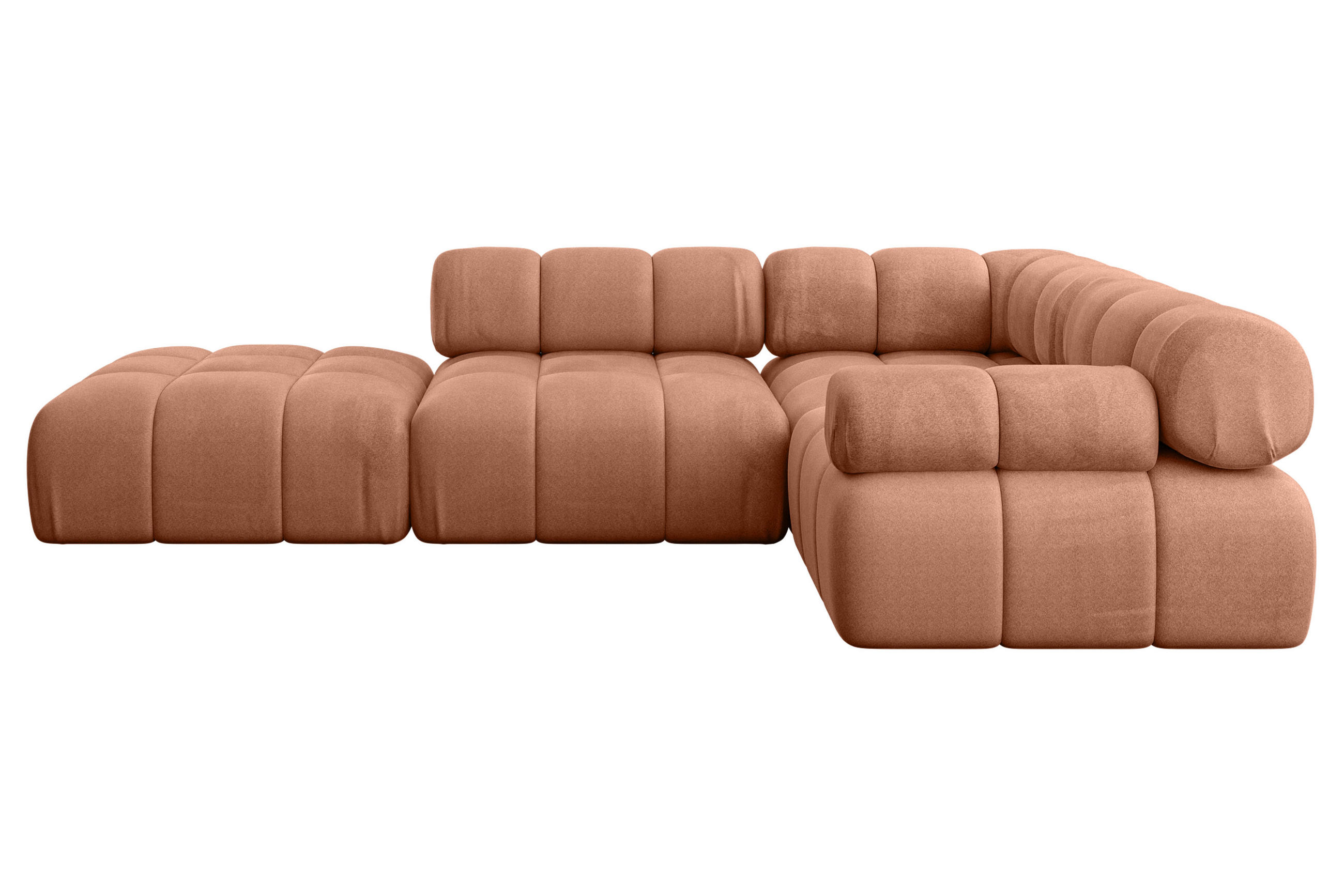ECKSOFA modulares Sofa Felto-L1 - 285x190x70 cm Apricot Velours - Koralle, Holzwerkstoff/Textil (285/190cm) - ALTDECOR