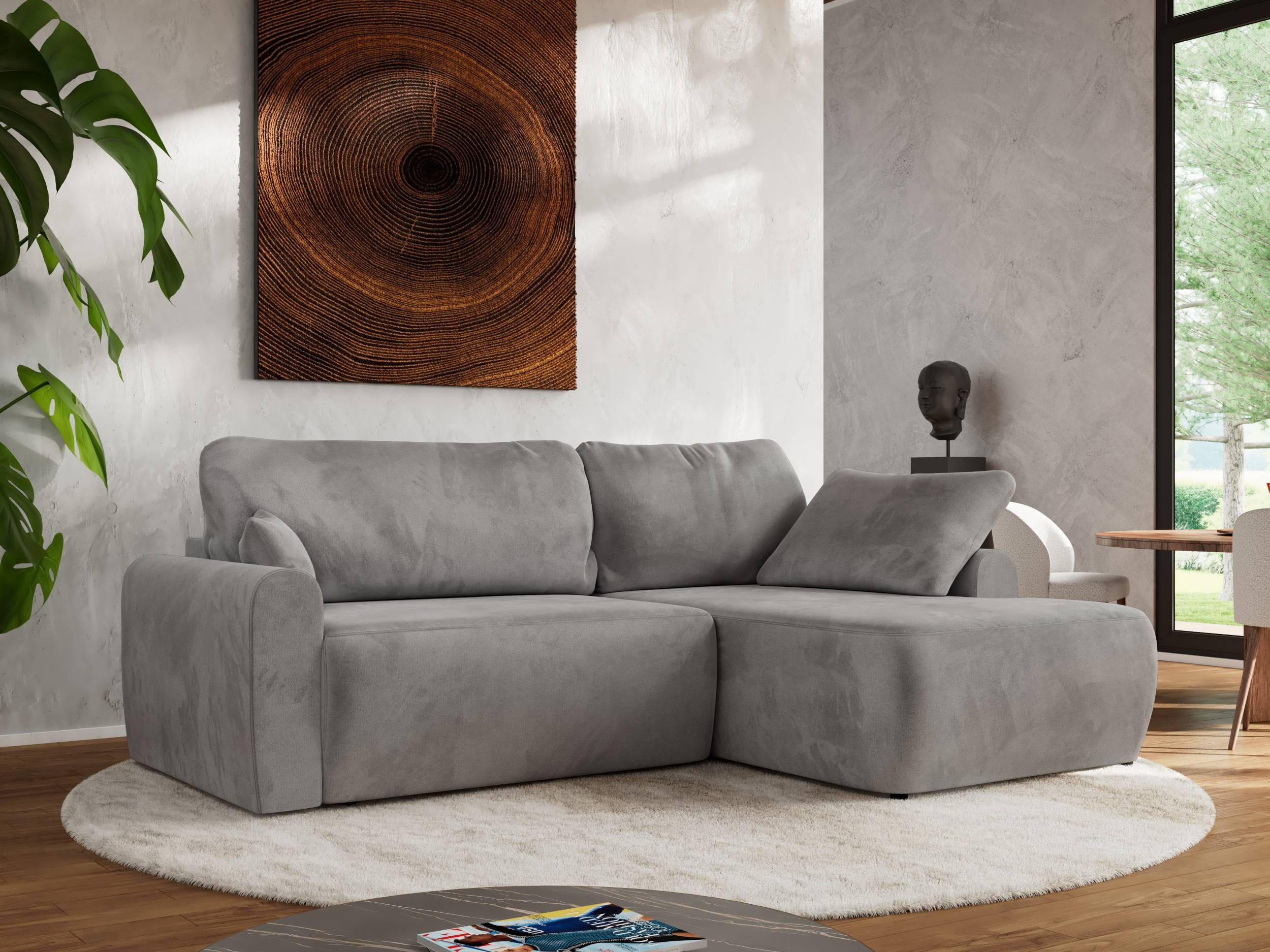ECKSCHLAFSOFA CUBO L Hellgrau Velvet - rechts - Hellgrau/Schwarz, Kunststoff/Textil (187/273cm) - MKS